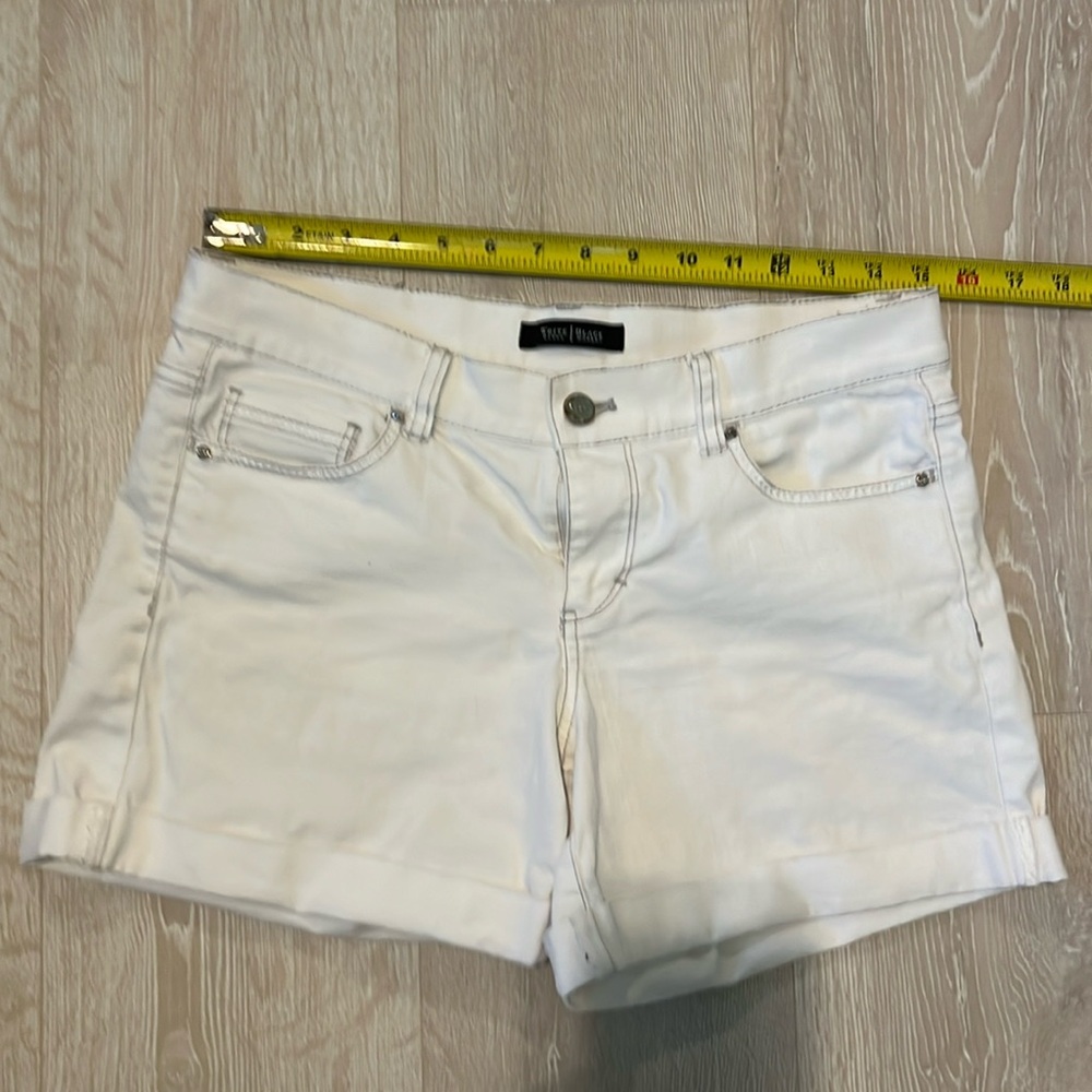 White House, Black market white denim shorts.